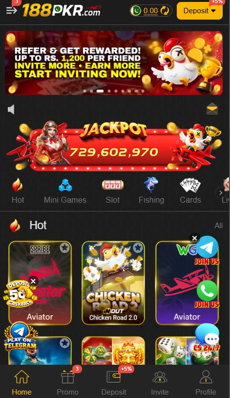 Pkr188 Game Main Lobby Interface
