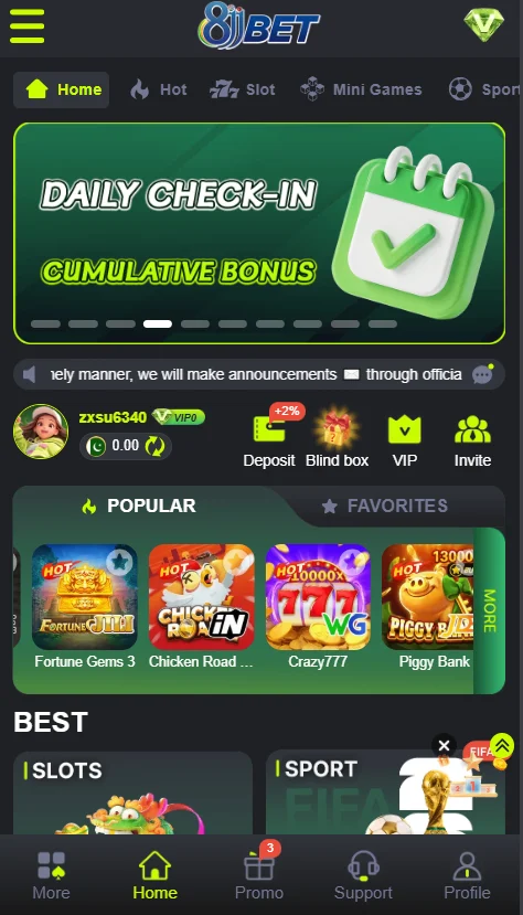 8JJ Bet Game Interface