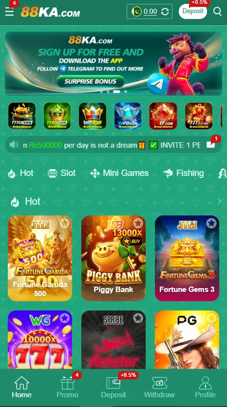 88KA Game main interface and lobby 