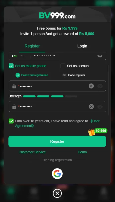 BV999 Game Login and Registration
