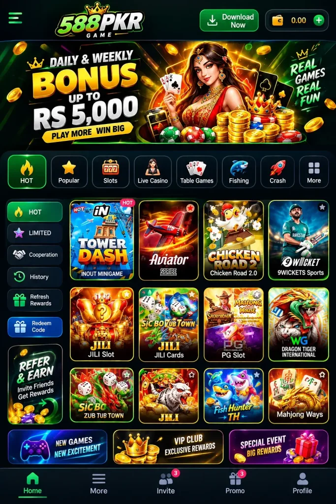 588PKR Game APK Main Lobby Interface