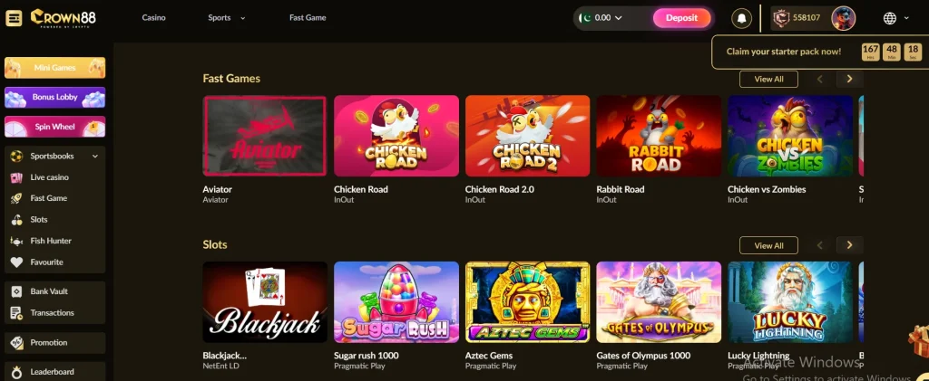 Crown88 Game APK Interface