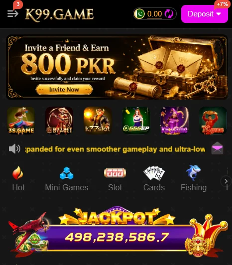 K99 Game APK Dashboard Interface