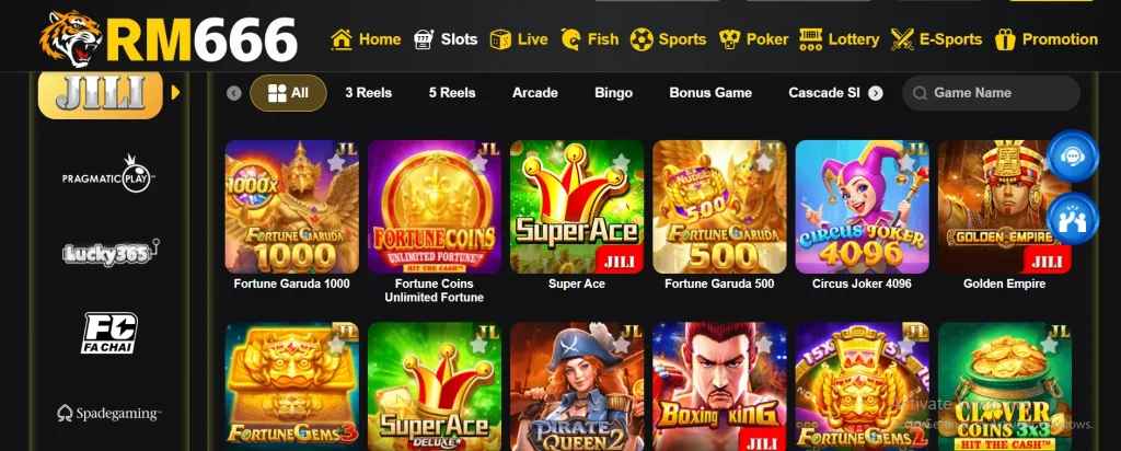 RM666 Game Main Lobby Interface