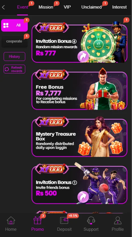 XF777 Game App Promotions