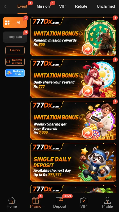 777DX Game App Promotions
