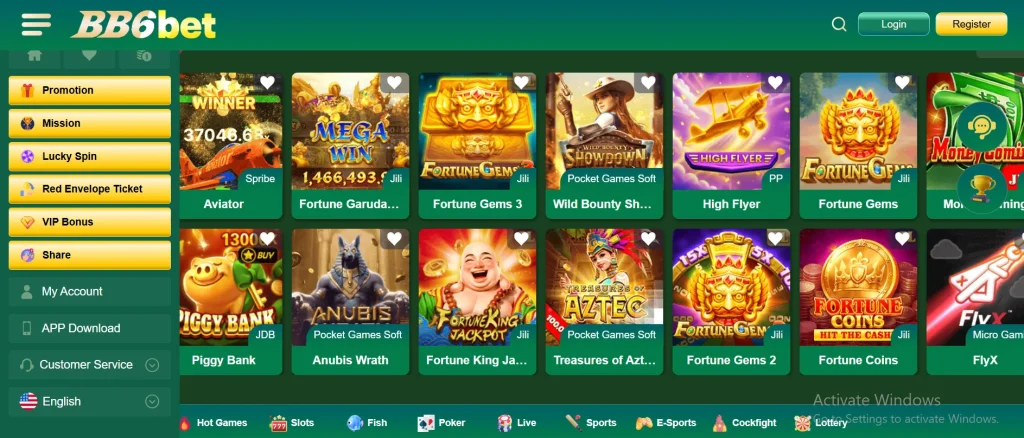 BB6bet Game Interface